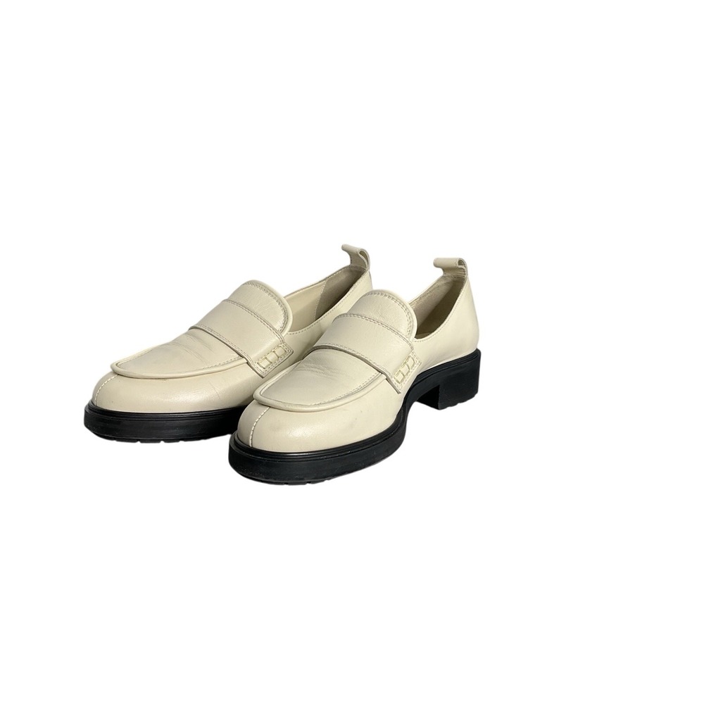 Aeyde Ruth Lug Sole Platform Italian Apron-toe Loafer Crème With A Chunky Heel - Picture 7 of 12